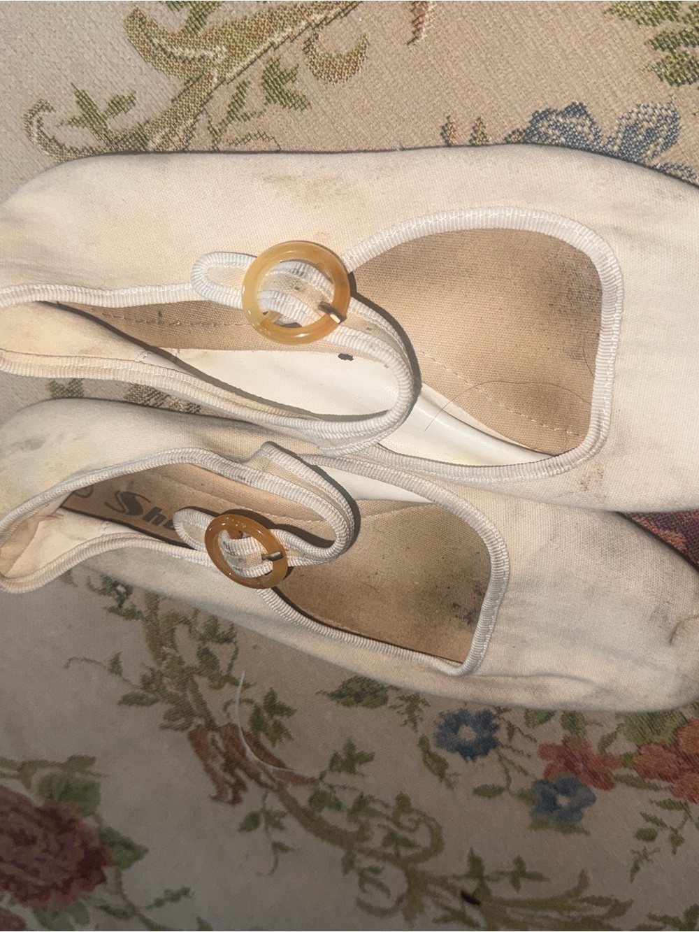 Women’s Cream Mary Jane Flats with Buckle - Picture 3 of 3